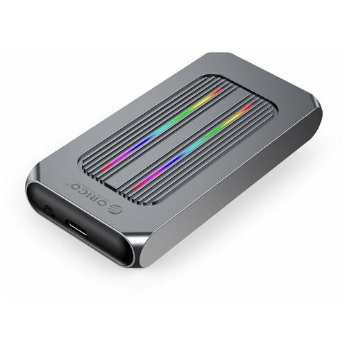 Корпус для SSD M.2 NVMe, USB3.1 Gen2 Type-C, 10 Гбит/с, RGB-подсветка, Orico M2R1-G2, серый (ORICO-M2R1-G2-GY-BP)