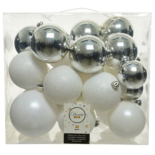 фото Набор пластиковых шаров снежное королевство, 10/8/6 см, 26 шт, kaemingk 020002