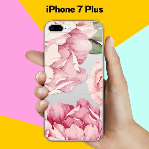 Силиконовый чехол Пионы на Apple iPhone 7 Plus силиконовый чехол на apple iphone x айфон x пионы розово белые