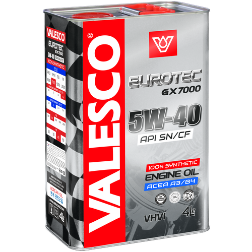 Масло моторное VALESCO EUROTEC GX 7000 5W-40 API SN/CF синтетическое 4л