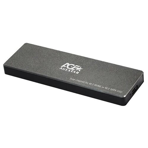 Внешний корпус SSD AgeStar 31UBVS6C NVMe/SATA USB3.0 алюминий черный M2 2280 B/M-key