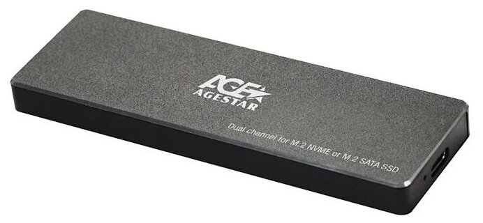 Внешний корпус SSD AgeStar 31UBVS6C NVMe/SATA USB3.0 алюминий черный M2 2280 B/M-key