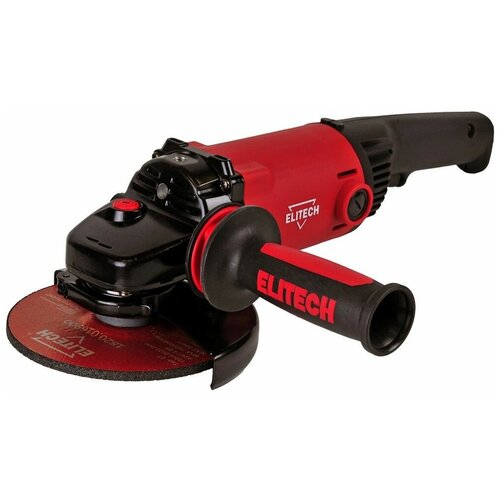 Шлифмашина угловая ELITECH МШУ 1415Д E221301300 мощность 1400 Вт антивибрационная рукоятка усиленные щеткодержатели красно-черный 606000₽