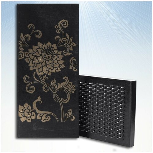 фото Доска садху с динамическими гвоздями, цветы орнамент - 1363 черная goodwood