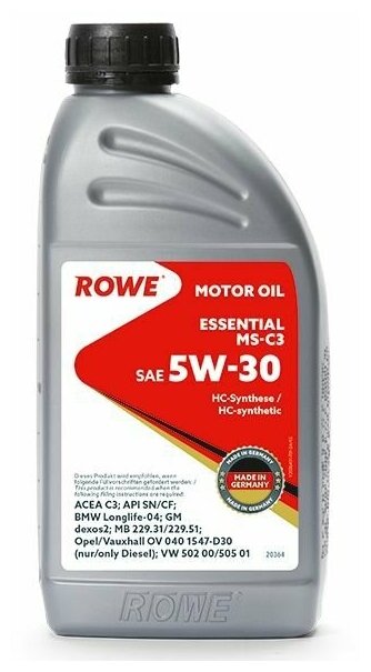 Масло моторное ROWE ESSENTIAL SAE 5W-30 MS-C3 (1 л)