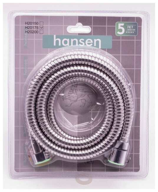 Hansen шланг для душа 1,5м Classic, в металлической оплетке, с защитой от перекручивания, хром - фотография № 6