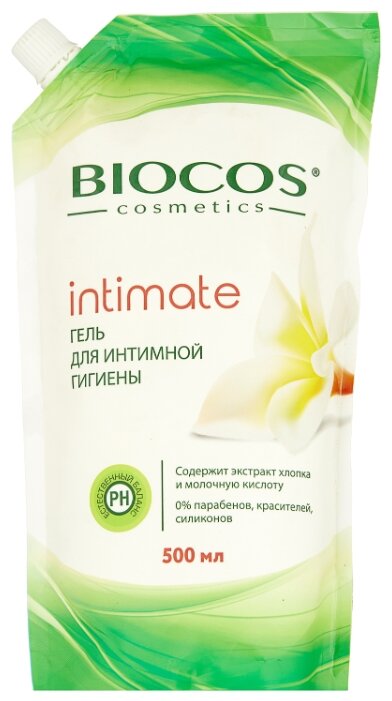 BioCos Гель для интимной гигиены с экстрактом хлопка и молочной кислотой, 500мл