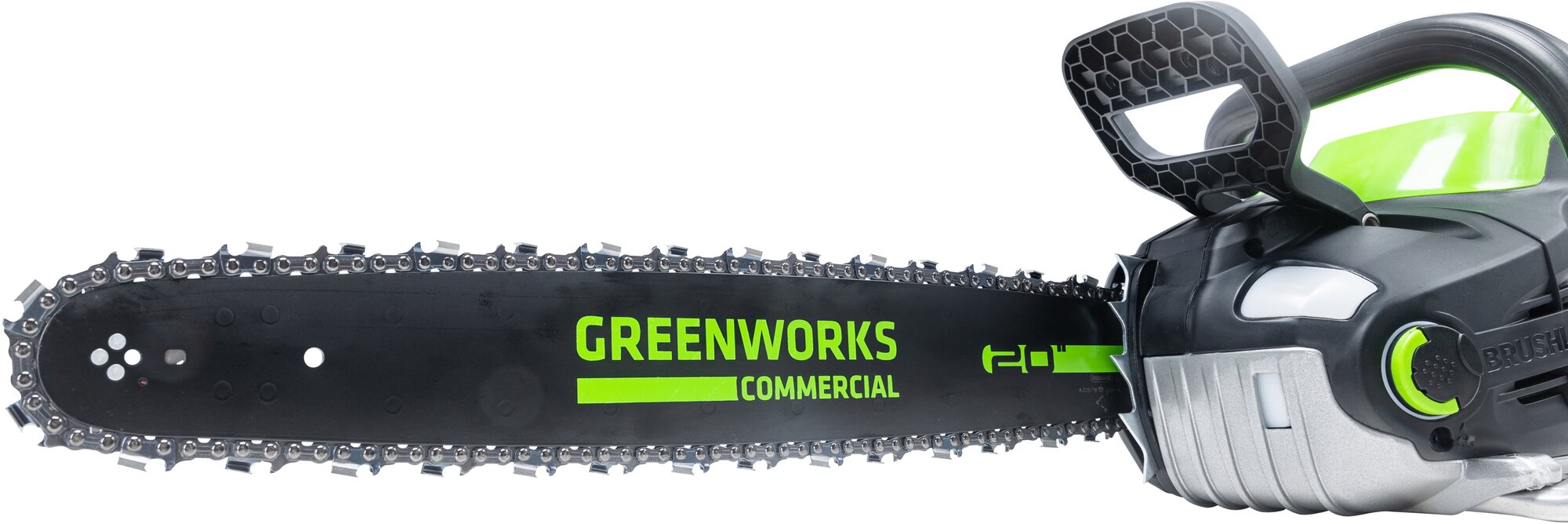 Цепная пила аккумуляторная Greenworks Арт. 2008307UA, 82V, 51 см, бесщеточная, с 1хАКБ 2.5 Ач. и ЗУ - фотография № 6