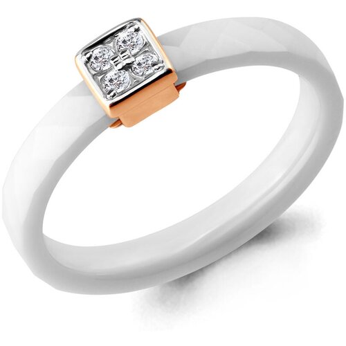 фото Золотое кольцо aquamarine 963330к с бриллиантом и керамикой diamant-online
