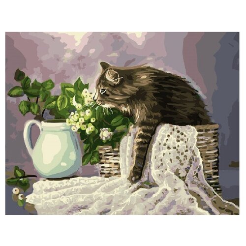 фото ВанГогВоМне Картина по номерам "Кошка в лукошке", 40х50 см (ZX 21646)