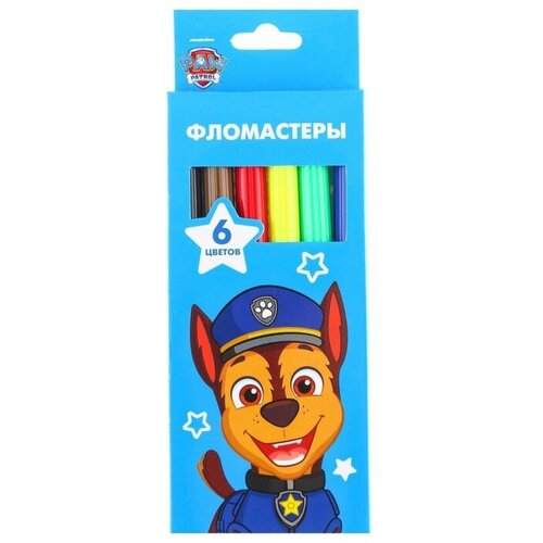 Фломастеры, 6 цветов, в картонной коробке, Paw Patrol фломастеры 6 цветов paw patrol в упаковке шт 1