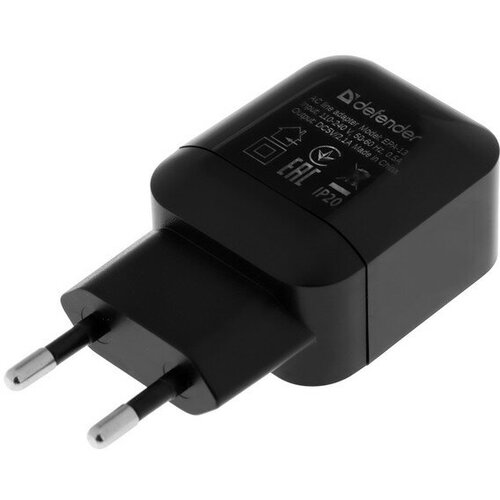 Сетевое зарядное устройство Defender EPA-13, 2 USB, 2.1 А, черное сетевое зарядное устройство defender upa 31 белый