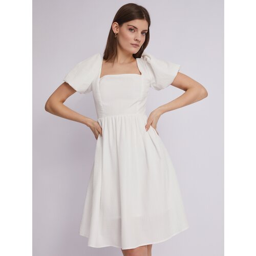 Платье Zolla, вечернее, миди, открытая спина, подкладка, размер M, белый