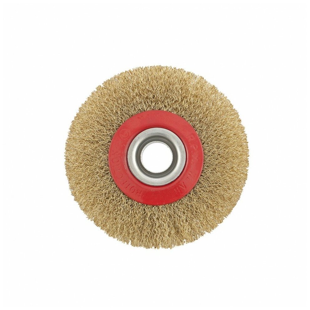 фото Щетка для точила, 125 мм, посадка 20 мм, плоская, латунир. витая проволока// Matrix