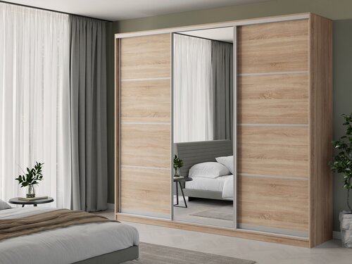 Изображение товара Шкаф купе Матэрна для одежды для одежды Сонома + зеркало 270 х 65 х 240 см