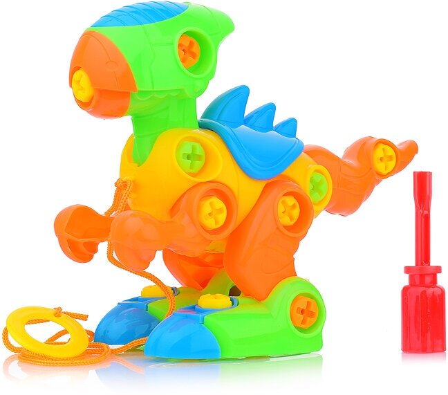Конструктор винтовой пластиковый детский с отверткой "Динозавр на веревочке" Oubaoloon YH842 в пакете