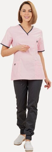 Изображение товара Медицинский костюм женский "Зарина" цвет серый/розовый, размер 52/54