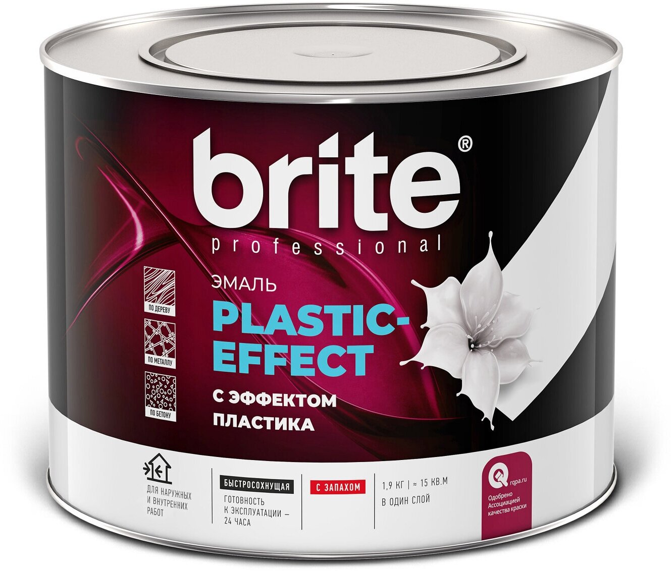 Эмали Brite Эмаль BRITE PLASTIC-EFFECT с эффектом пластика белая база А банка 09 кг