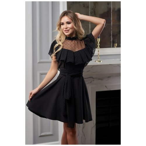 фото Черное платье с воланами look russian (10449, черный, размер: 42)