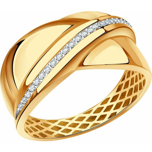 Кольцо Diamant online, золото, 585 проба, циркон, размер 19