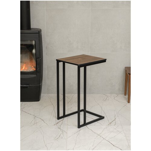 Столик прикроватный, Черный мат, Темный Дуб