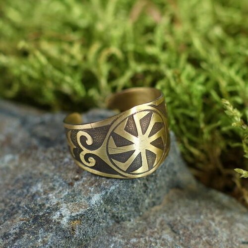 Славянский оберег, кольцо Сима-ленд, безразмерное, золотой кольцо сима ленд медь безразмерное коричневый черный