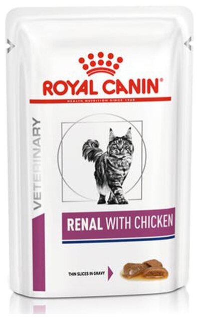 корм для кошек Royal Canin Renal при проблемах с почками с курицей (кусочки в соусе)