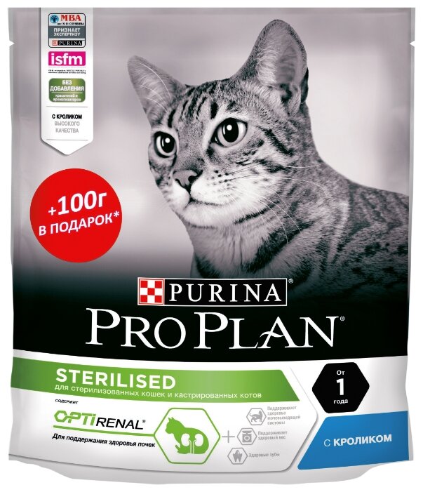 Корм для стерилизованных кошек Purina Pro Plan Sterilised для профилактики МКБ, с кроликом