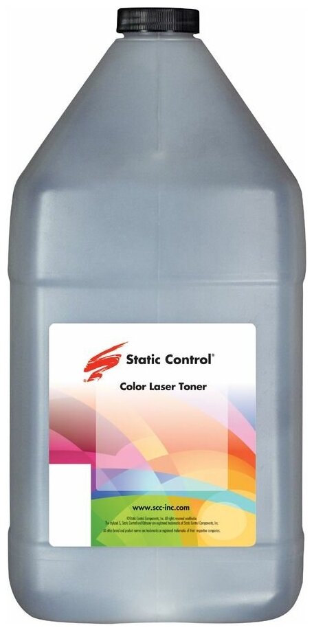 Тонер Static Control TRMPTCOL-1KG-K черный флакон 1000гр. для принтера HP CLJCP1515/Canon MF8330