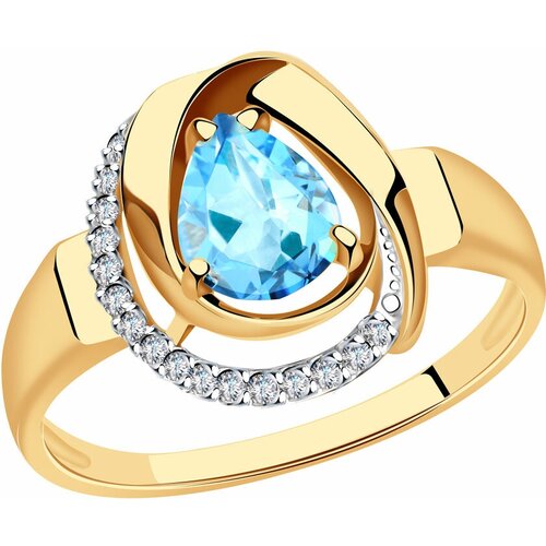 фото Золотое кольцо александра кл3819-78ск с топазом и фианитом diamant-online