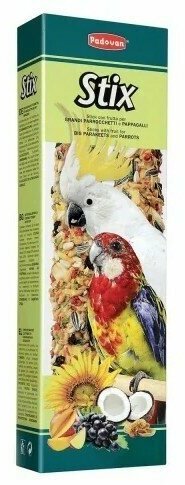 Лакомство для птиц Padovan Stix parrots для крупных попугаев фруктовые , 150 г