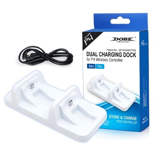 Dobe Зарядная станция для геймпадов Sony Dualshock 4 (TP4-002), белый, 1 шт. for ps4 controller fast charging dock station dual charger stand with status display screen for playstation 4 ps4 slim ps4 pro