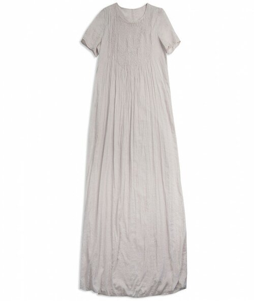Платье макси женское в стиле бохо, 100% хлопок, сделано в Италии, ID: 15OU 7504 (S (40-42), Бежевый)