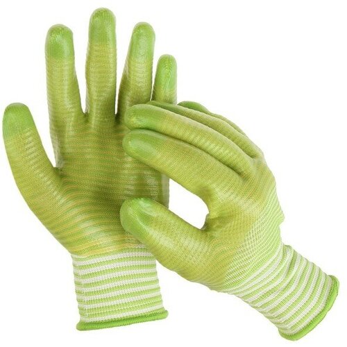 Перчатки текстильные, с ПВХ пропиткой, зелёные, Greengo