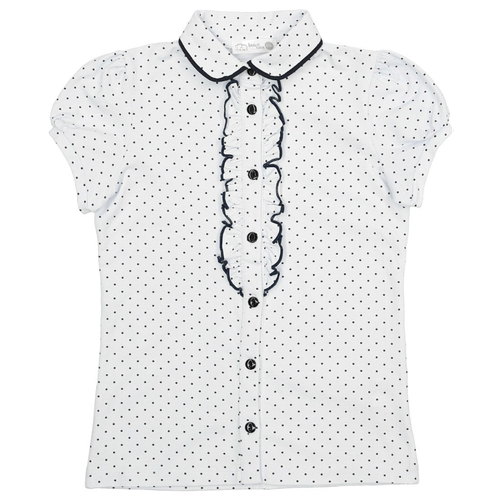 Блузка для девочки с коротким рукавом, одежда для школы, классическая блузка / Белый слон 5341 (светло-голубой) р.158