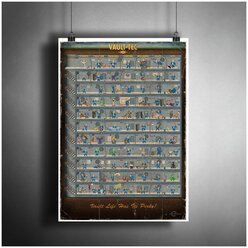 Постер плакат для интерьера "Компьютерная игра: Fallout - Vault Boy. Игра Фоллаут: Волт-Бой"/ Декор дома, офиса, бара. A3 (297 x 420 мм)