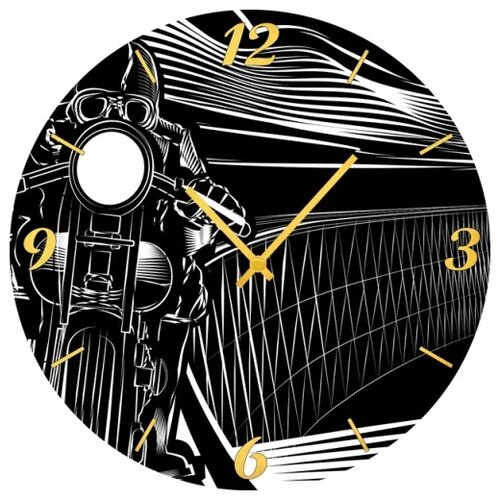 фото Часы настенные кварцевые svs 3501774 мотоциклист в абстракции