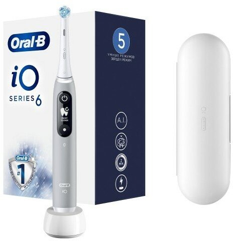 Электрическая зубная щетка Oral-B iO 6, серый опал