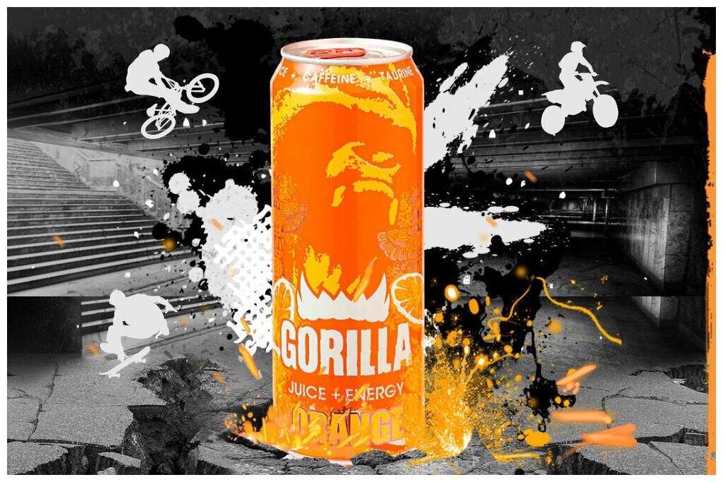 Энергетический напиток Gorilla Orange (апельсин) ЖБ 0,45л х24шт - фотография № 10