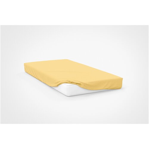 Простыня натяжная на резинке Amore Mio, 200х200х20 см, трикотаж, хлопок, желтая, однотонная