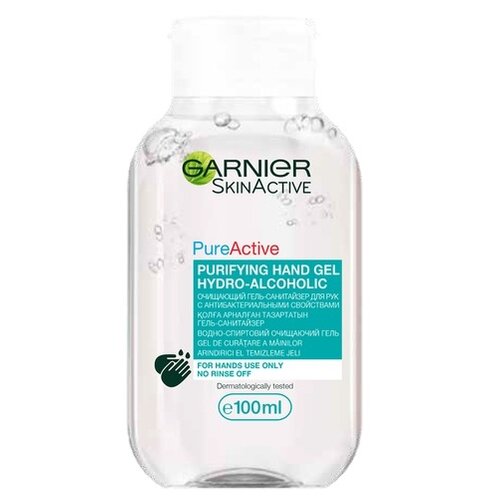 GARNIER Очищающий гель-санитайзер для рук с антибактериальными свойствами Pure Active, 100 мл, 110 г, тип крышки: флип-топ
