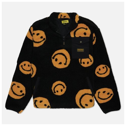 фото Мужская флисовая куртка market smiley all over print чёрный, размер xl