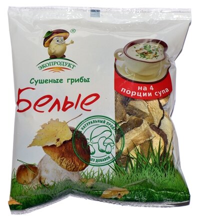 Стоит ли покупать Экопродукт Белые грибы резаные сушеные, флоу-пак (Россия)? Отзывы на Яндекс.Маркете