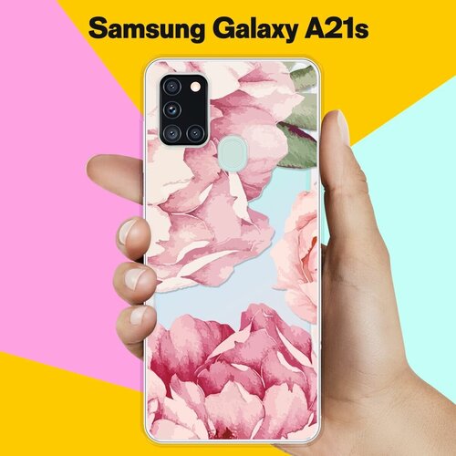 Силиконовый чехол Пионы на Samsung Galaxy A21s жидкий чехол с блестками розовое мороженое в рожке на samsung galaxy a21s самсунг галакси a21s