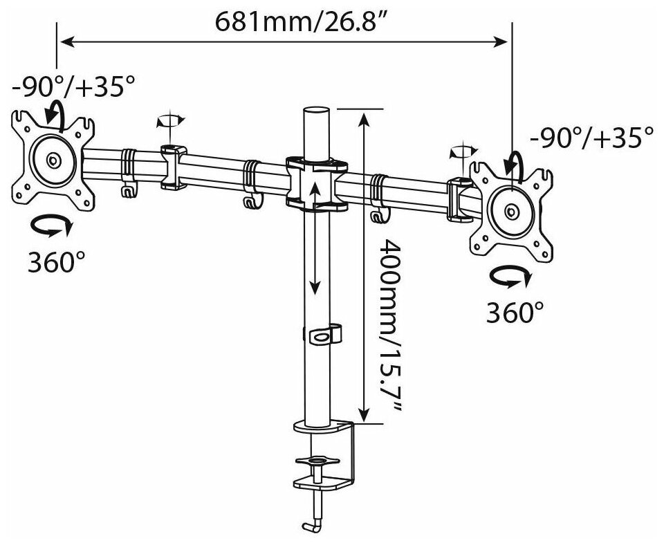 Кронейн для мониторов CACTUS CS-VM-D29-AL сереб