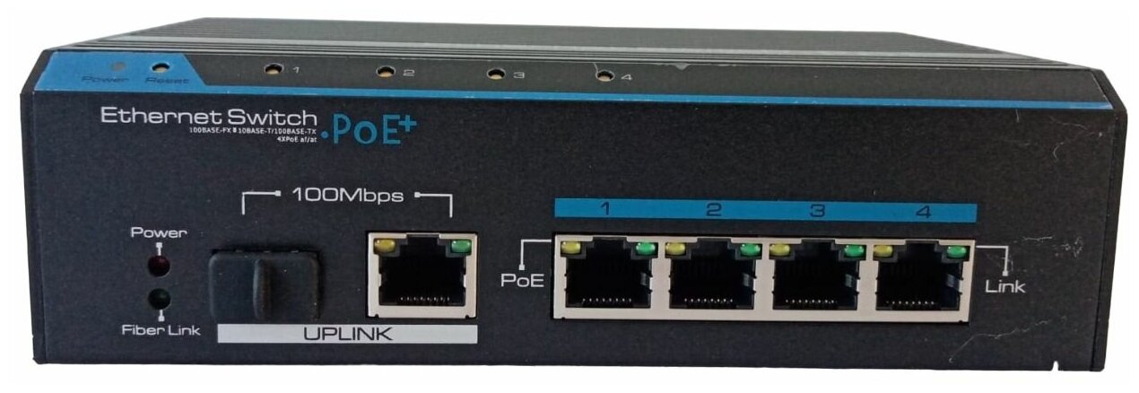 Коммутатор HTV-POE7204 4 портовый промышленный PoE 10/100 Mbps + 1/1 UpLink TP-SFP порт