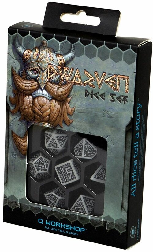 Набор кубиков для настольных ролевых игр (Dungeons and Dragons, DnD, D&D, Pathfinder) - Dwarven Gray & black Dice Set