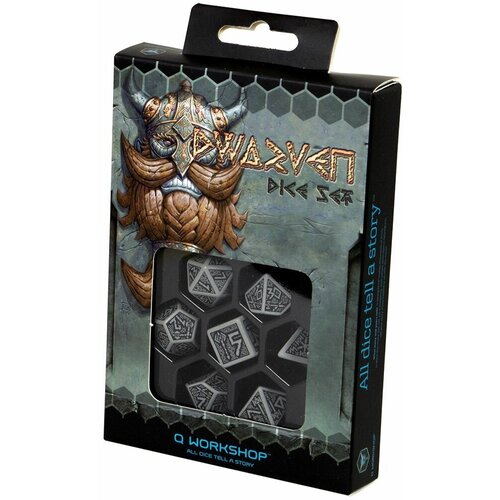 фото Набор кубиков для настольных ролевых игр (dungeons and dragons, dnd, d&d, pathfinder) - dwarven gray & black dice set q workshop