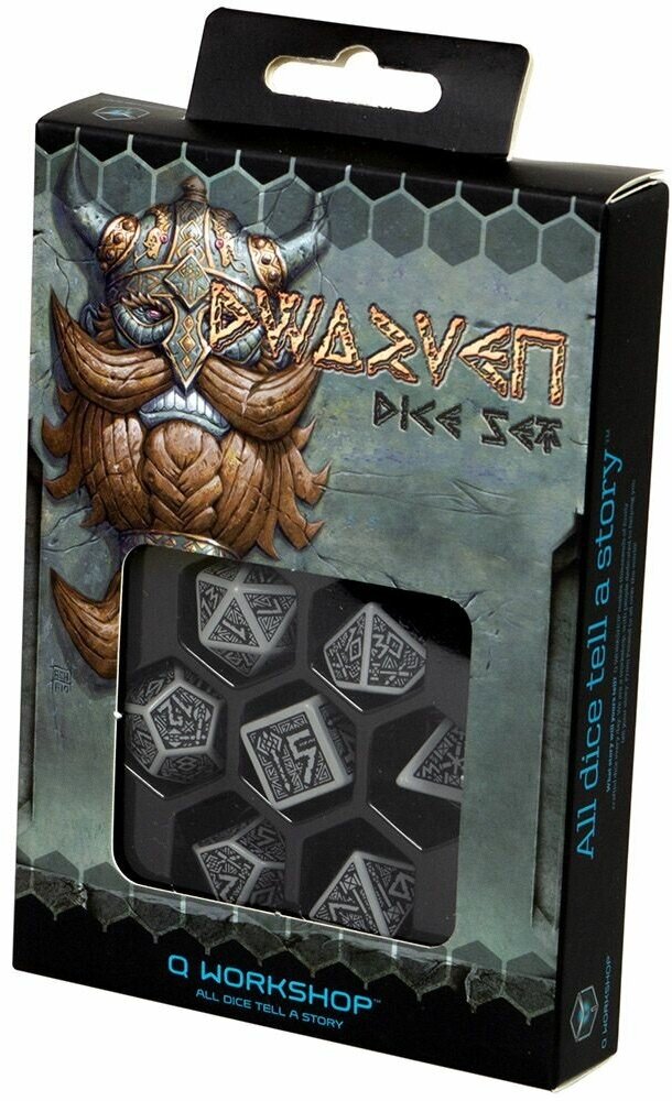 Набор кубиков Dwarven, 7 шт, Gray & black