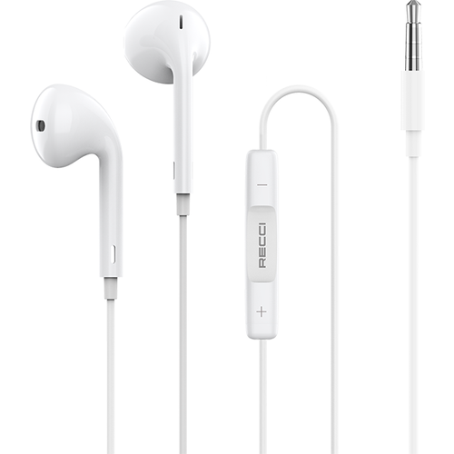 Наушники проводные 3.5mm jack Recci REP-L07 Wired Earphone, белый проводные наушники havit wired earphone e303p white e303p white